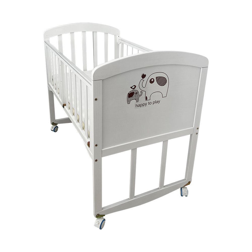 Baby Cot Bed Wooden Baby Crib Cot Bed White with mosquito net