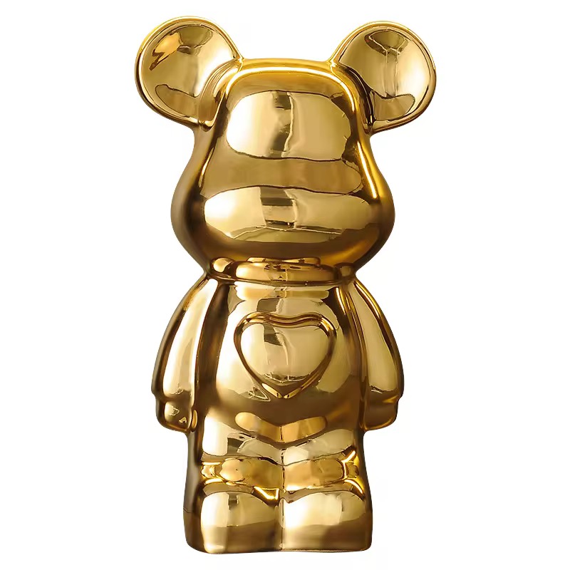 Gold Ceramic Bear Ornament Large
